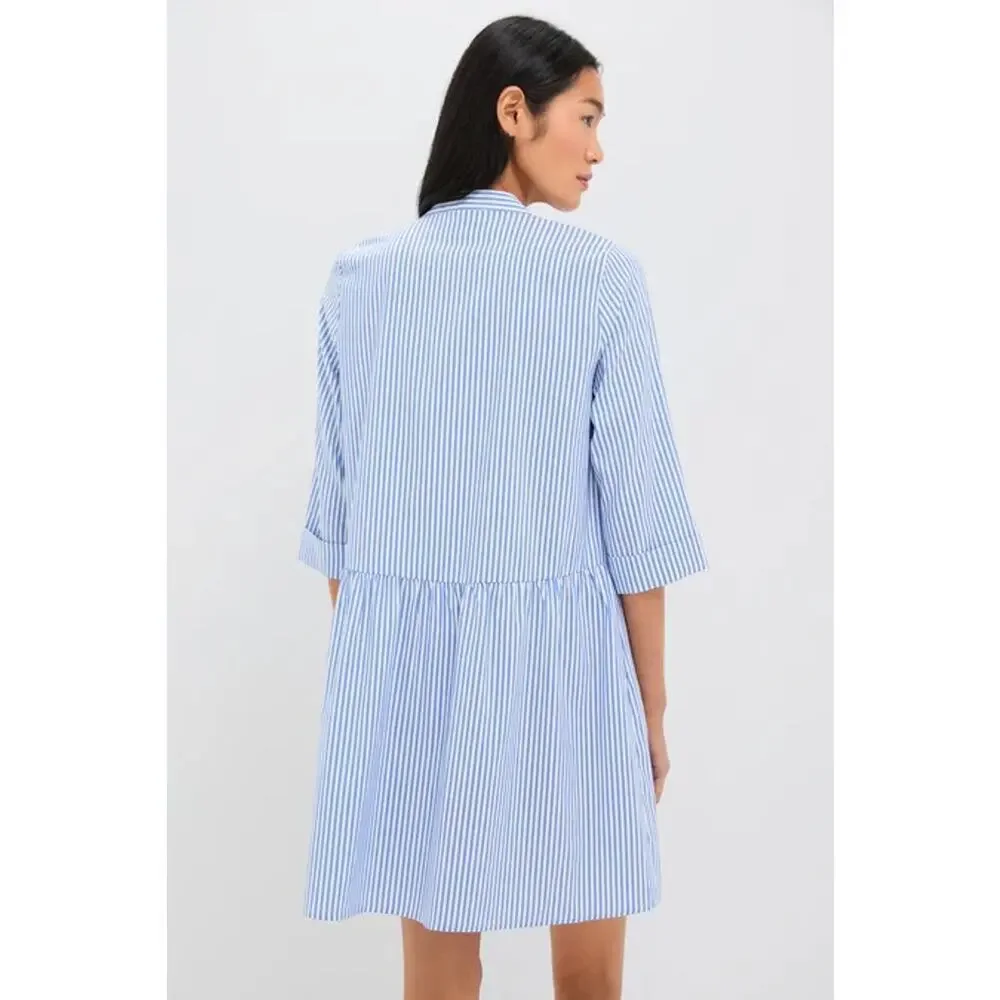 TUCKERNUCK Blue Stripe Royal Shirt Dress Size S NWT Retail $148 Tuckernuck - Picture 2 of 6